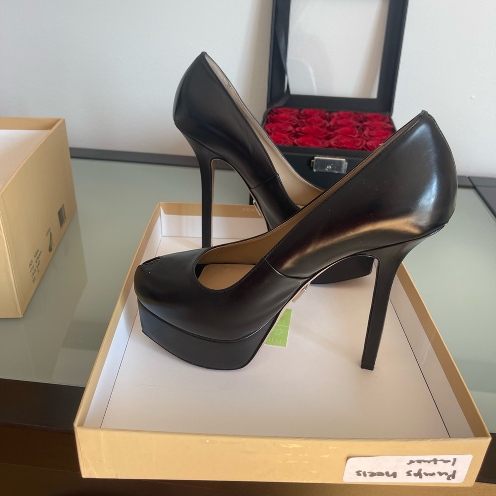 Michael Kors collection Black Susana Calf Leather Pump Platforms size 6